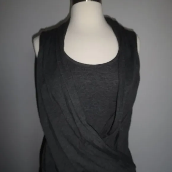 Athleta‎ Duet Gray T-shirt Sleeveless Wrap Casual Sport Dress XS