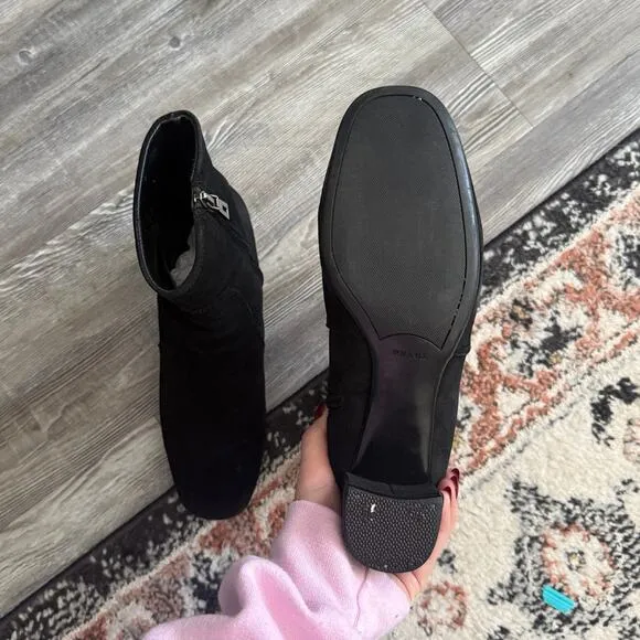 Authentic Prada Suede Chunky Heel Ankle Boots