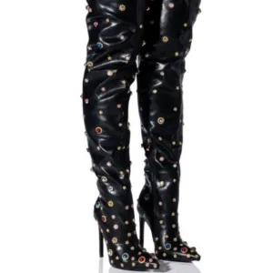 AZALEA WANG &quot; JEWELED JOURNEY &quot; EMBELLISHED ABOVE THE KNEE BOOT (BRAND NEW !!!!!