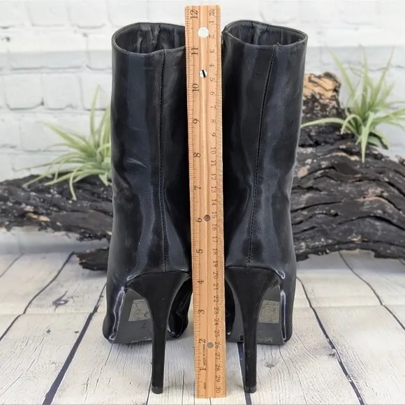 Azalea Wang Black Bondage Peep Toe Stiletto Boots