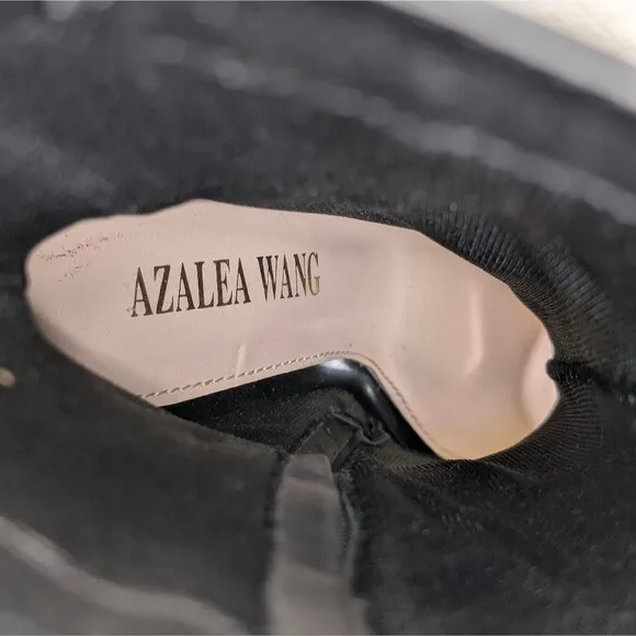 Azalea Wang Black Bondage Peep Toe Stiletto Boots