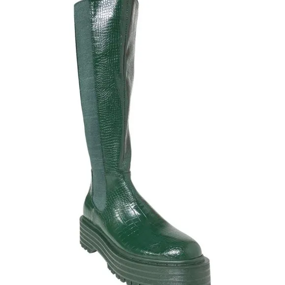 AZALEA WANG Knee High&quot;THE RIDING CROC &quot; Vegan Leather Boots (BRAND NEW!!!!!!!!!!