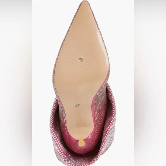 Azelea Wang  Pink Wishful Crystal Embellished Pointed Toe Boot
