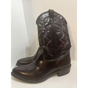 Aztec Western Cowboy Men's Boots Size‎ 13 EE 13EE Dark Red Brown Pointed Toe