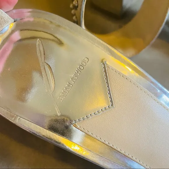 B BRIAN ATWOOD Metallic Studded Ankle Wrap Kendall Sandal