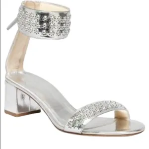 B BRIAN ATWOOD Metallic Studded Ankle Wrap Kendall Sandal