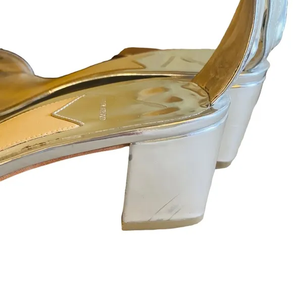 B BRIAN ATWOOD Metallic Studded Ankle Wrap Kendall Sandal