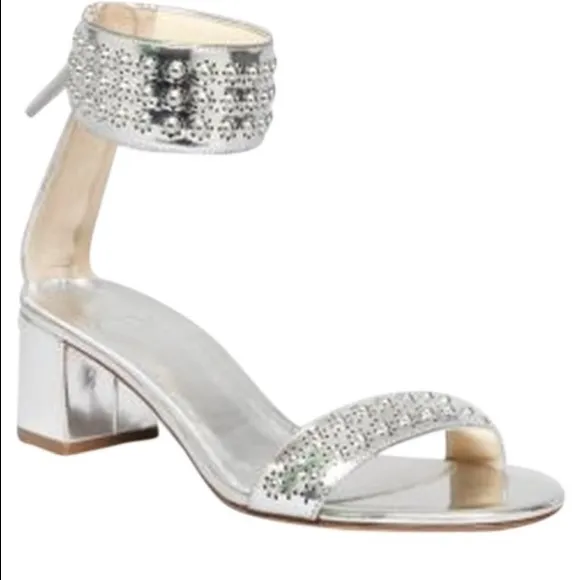 B BRIAN ATWOOD Metallic Studded Ankle Wrap Kendall Sandal