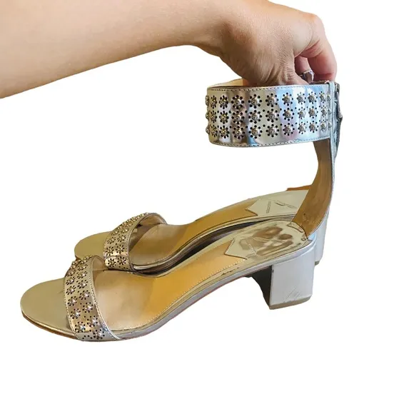 B BRIAN ATWOOD Metallic Studded Ankle Wrap Kendall Sandal