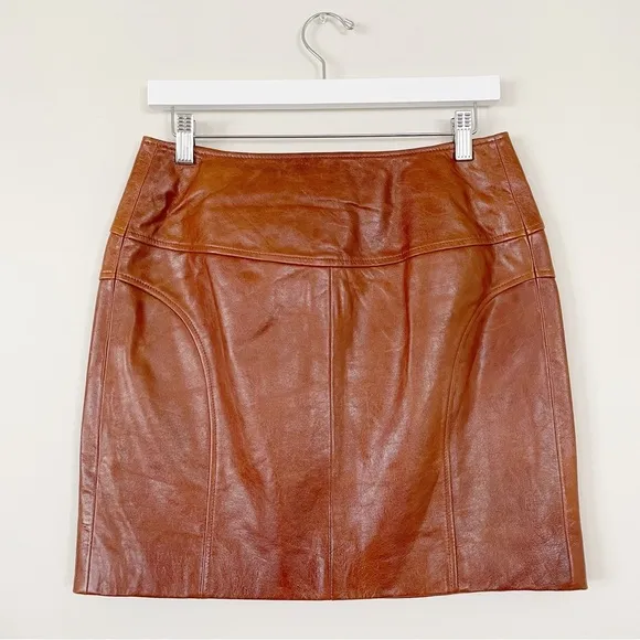 ba&amp;sh Melba Lamb Leather Zip Up Mini Skirt