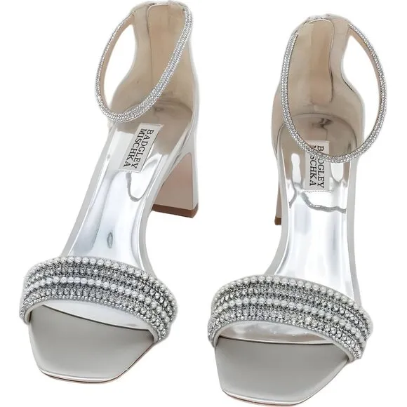 Badgley Mischka Kameryn Heeled Sandal, Morning Fog, Size 9, Missing Jewel