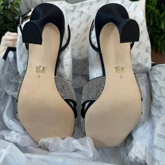 Badgley Mischka Women's Brinlee Studded Satin Sandals Heels Size 9