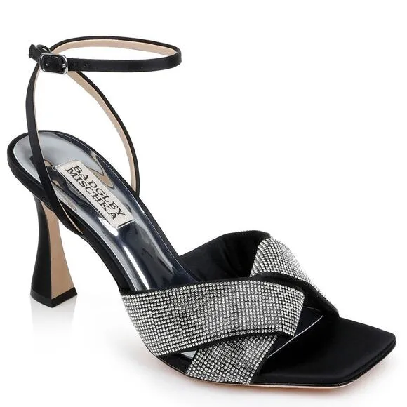 Badgley Mischka Women's Brinlee Studded Satin Sandals Heels Size 9