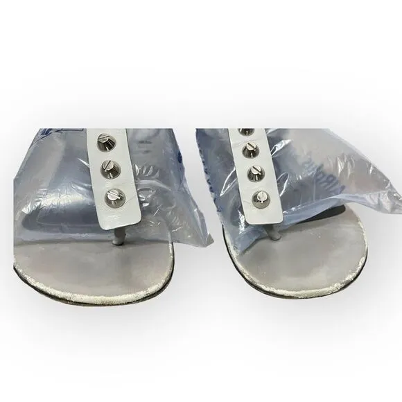 Balenciaga Pearl Gray Studded Flats Size 38/ 8