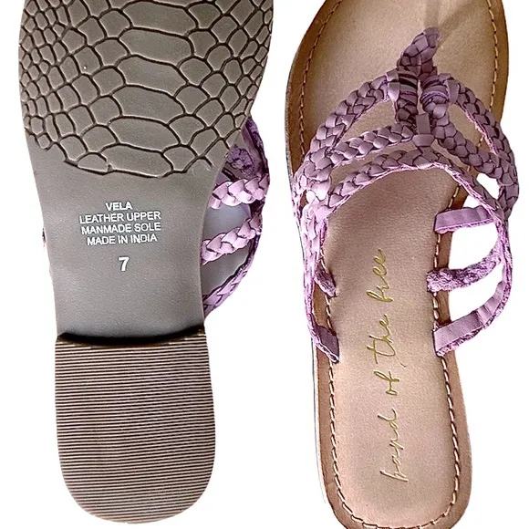 Band Of The Free Leather Sandals Slip Ons Size 7  Lilac