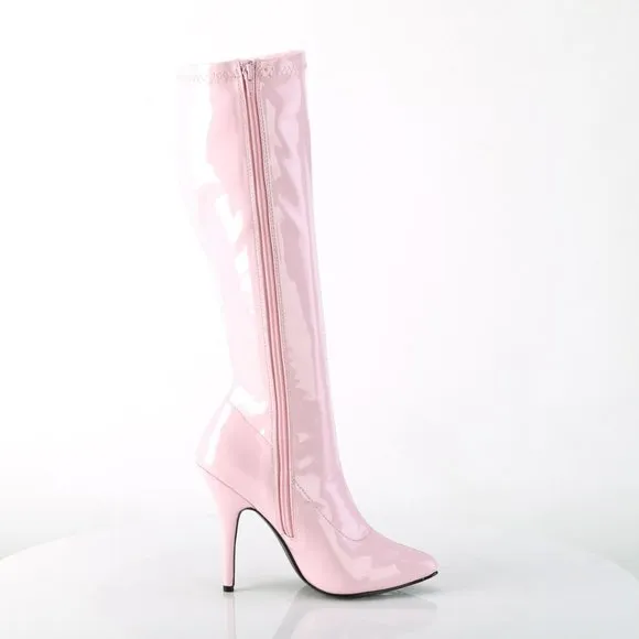 Barbiecore Pointed Toe Knee High Heel Boots