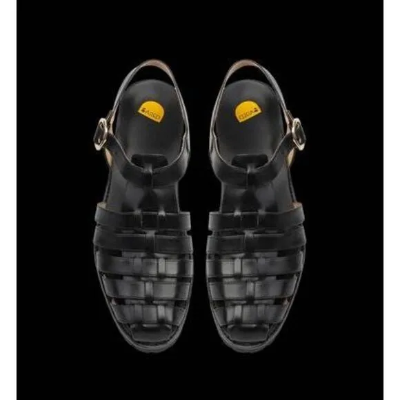 BARED FOOTWEAR BITTERN FISHERMAN SANDALS BLACK LEATHER WOMENS 40 US 9.5 10 NEW