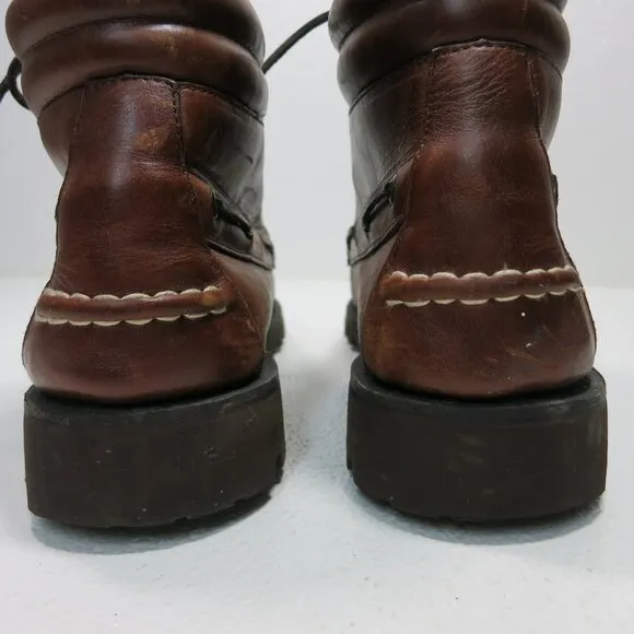 Bass Caratunk Vintage Mens Boots Used Vibram T185 Moc Toe Classic Sz 13 M