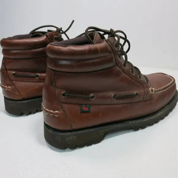 Bass Caratunk Vintage Mens Boots Used Vibram T185 Moc Toe Classic Sz 13 M
