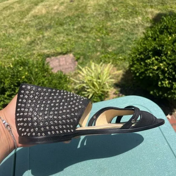 Be &amp; D New York Leather Studded Sandals NIB