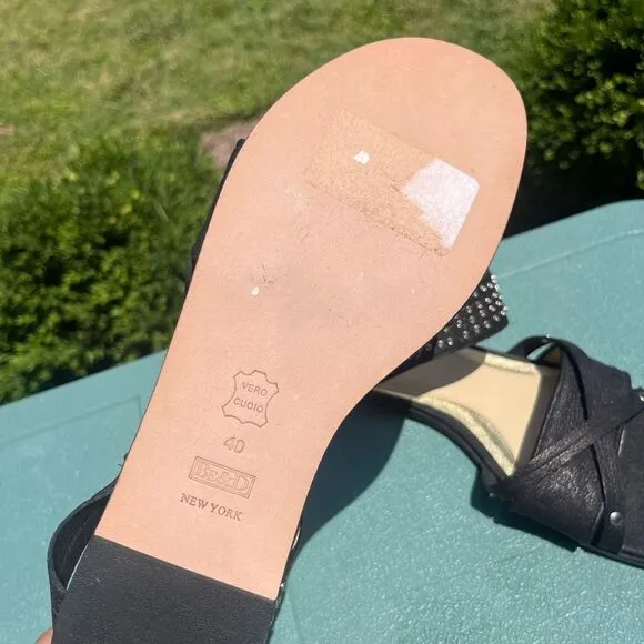 Be &amp; D New York Leather Studded Sandals NIB