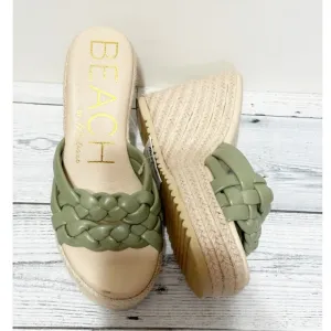 Beach by Matissa NEW Matisse Beach Wedge Sandels Green Size 7