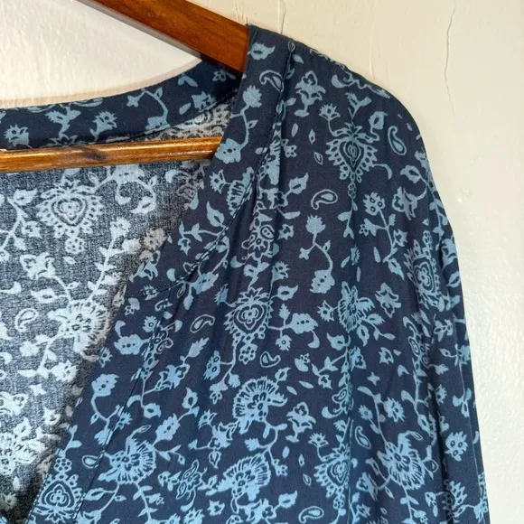 BeachLunchLounge plus size Alessi Tiered Babydoll Dress XXL 2x blue floral print
