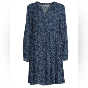 BeachLunchLounge plus size Alessi Tiered Babydoll Dress XXL 2x blue floral print