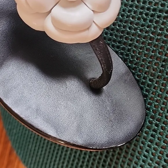 Beautiful black and white Sandals  with Camilla flower design
