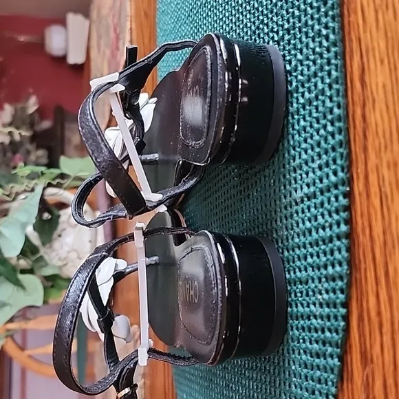 Beautiful black and white Sandals  with Camilla flower design