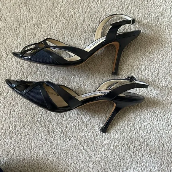 Beautiful Jimmy Choo black leather slingback sandals, size 36.5 or 6.5