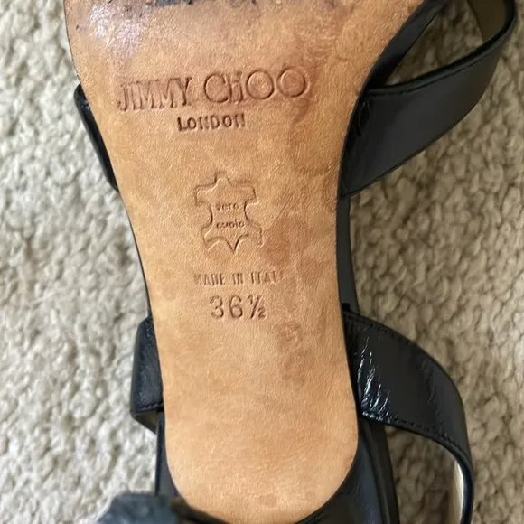 Beautiful Jimmy Choo black leather slingback sandals, size 36.5 or 6.5