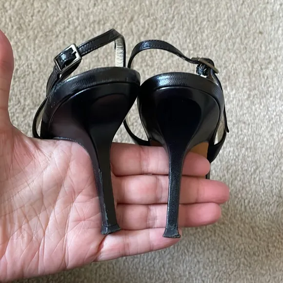Beautiful Jimmy Choo black leather slingback sandals, size 36.5 or 6.5