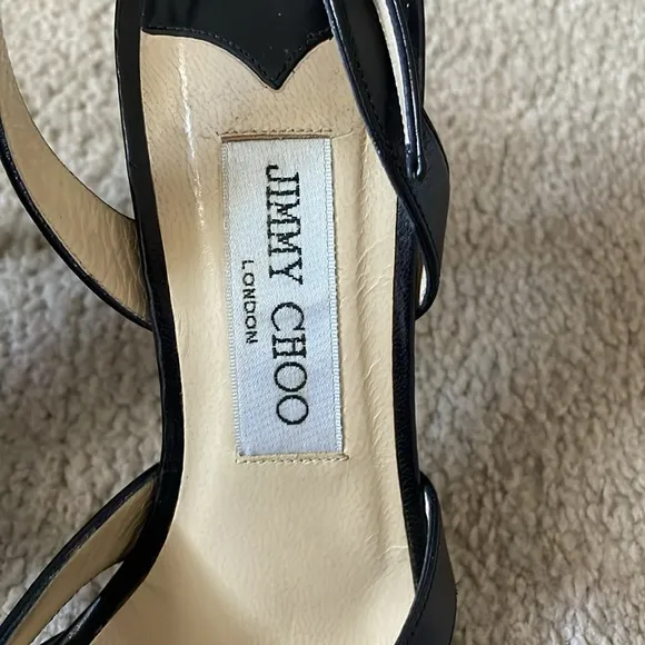 Beautiful Jimmy Choo black leather slingback sandals, size 36.5 or 6.5