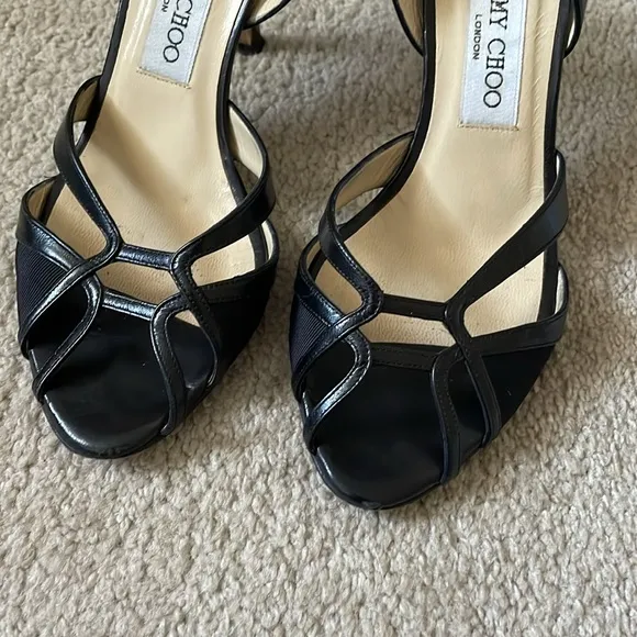 Beautiful Jimmy Choo black leather slingback sandals, size 36.5 or 6.5