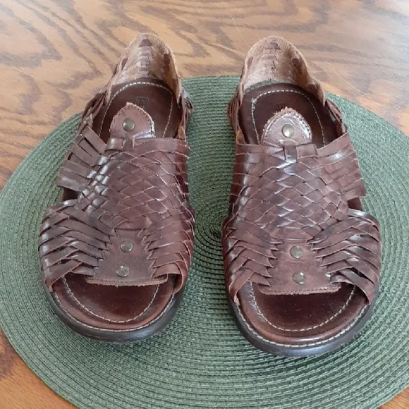 BED STU Brown Huarachi Woven Leather Sandals Size 10