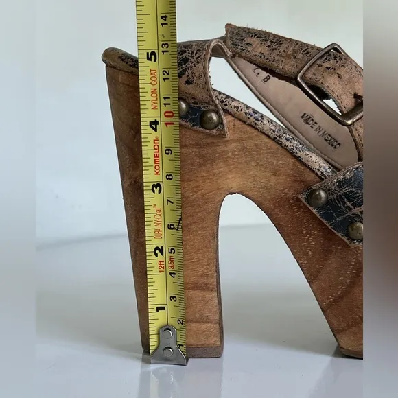 Bed Stu Madeline Platform Womens Sandal in Brown Leather Wooden Heel Size 7 B