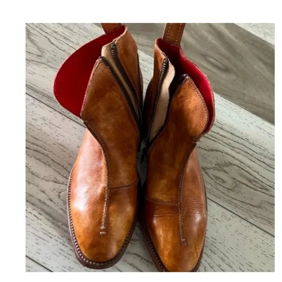 BED|STU Brown Leather Boots with Side Zipper