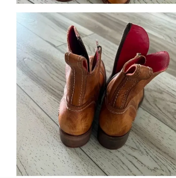 BED|STU Brown Leather Boots with Side Zipper