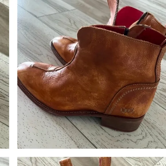 BED|STU Brown Leather Boots with Side Zipper