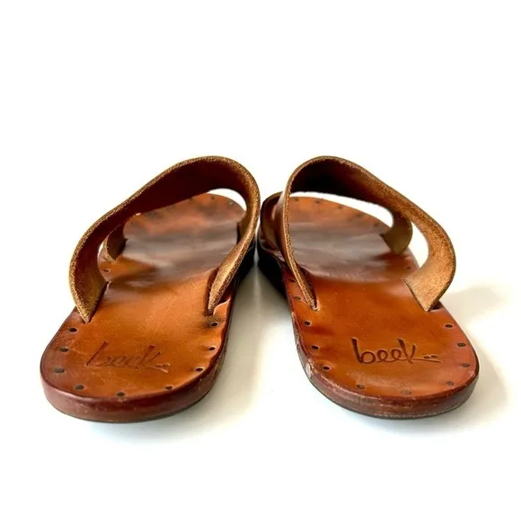 Beek Blackbird Bronze Gold Metallic Leather Slide Sandals Size 5