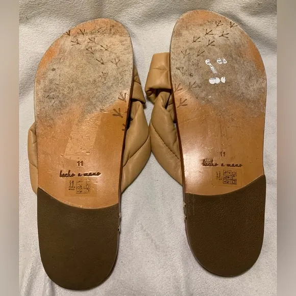 Beek Dovetail Tan Leather Crisscross Sandals size 11