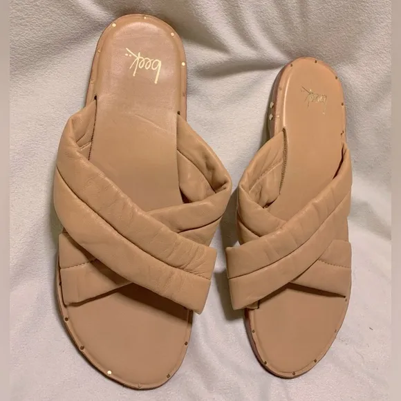 Beek Dovetail Tan Leather Crisscross Sandals size 11