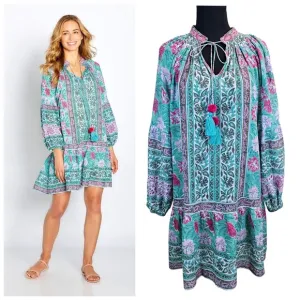 Bella Tu Phoebe 35&quot; Peasant Dress Sz Small Mint Green Boho Summer Cottagecore