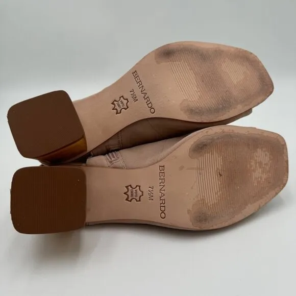Bernardo Leather or Suede Heeled Sandals - Lizzie Woman’s tan nude size 7.5