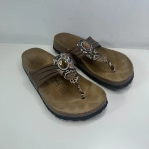 Betula Birkenstock Brown Snake Studded Sandals Thing Flip Flops Womens EU 40 US9
