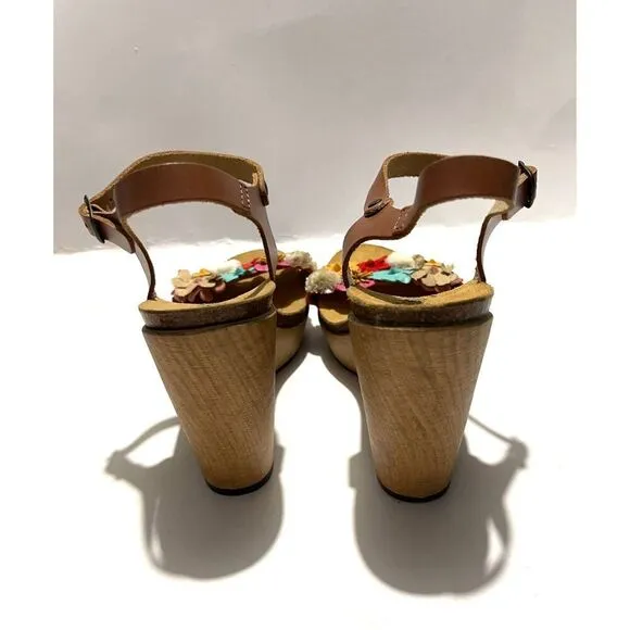 Biostep Leather wedges sandals multicolor floral spain made summer women’s 9