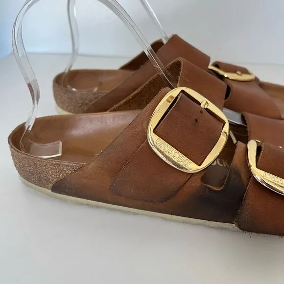 Birkenstock Arizona Big Buckle Oiled Cognac Leather Sandals 41 Womens 10 Mens 8