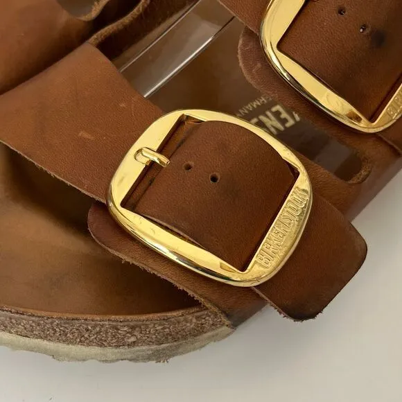 Birkenstock Arizona Big Buckle Oiled Cognac Leather Sandals 41 Womens 10 Mens 8