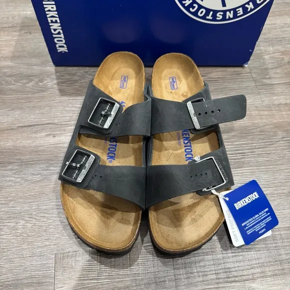 Birkenstock Arizona BS Black Leather Soft Footbed Sandals